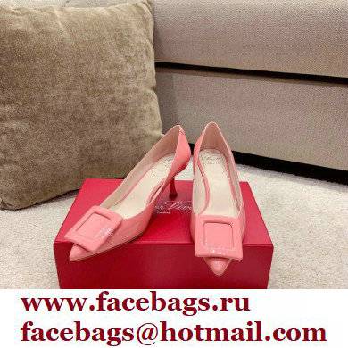 Roger Vivier Heel 2cm/6.5cm/8.5cm Viv' In The City Lacquered Buckle Ballerinas/Pumps Patent Pink