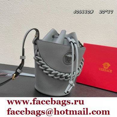 Versace La Medusa Chain Bucket Bag Gray