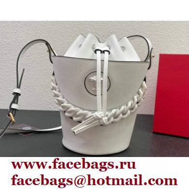 Versace La Medusa Chain Bucket Bag White