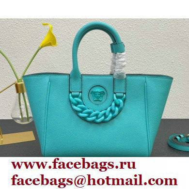 Versace La Medusa Chain Tote Bag Turquoise Blue - Click Image to Close