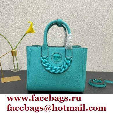 Versace La Medusa Chain Tote Bag Turquoise Blue