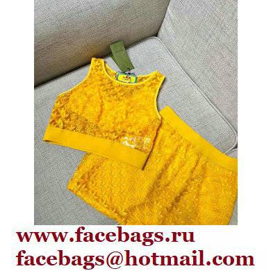 adidas x Gucci GG GG tulle top and tulle skirt yellow