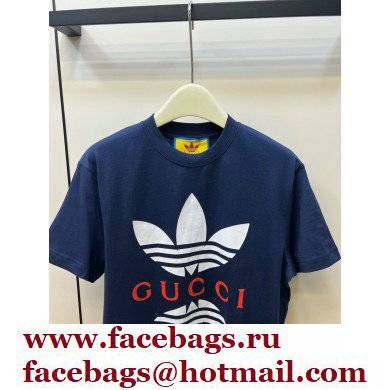 adidas x Gucci cotton jersey T-shirt blue 2022 - Click Image to Close