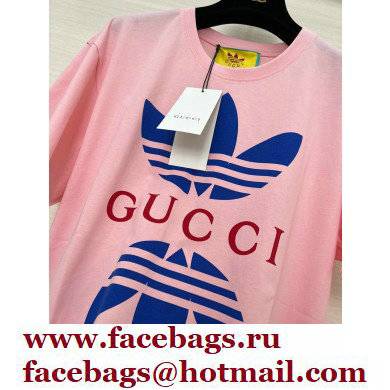 adidas x Gucci cotton jersey T-shirt pink 2022 - Click Image to Close