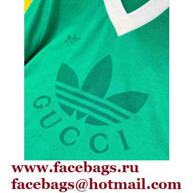 adidas x Gucci v-neck T-shirt green 2022 - Click Image to Close