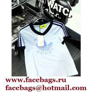 adidas x Gucci v neck T-shirt light blue 2022 - Click Image to Close
