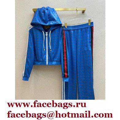 adidas x Gucci zip jacket and jogging pants blue - Click Image to Close