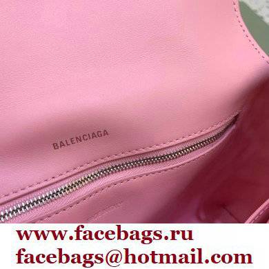 balenciaga pink calfskin downtown small shoulder bag with chain