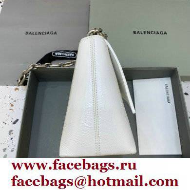 balenciaga white calfskin downtown small shoulder bag with chain
