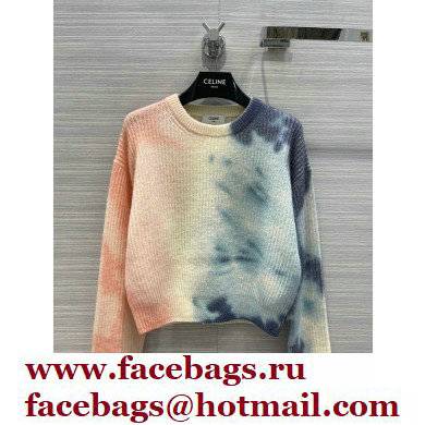 celine CREW NECK SWEATER IN MOHAIR AND SILK Off White/Pink 2022