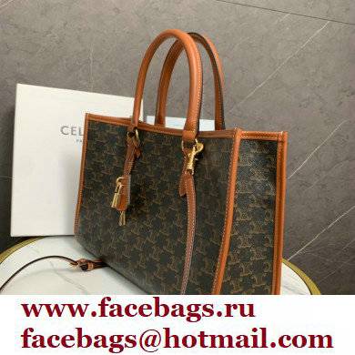 celine mini horizontal cabas in Triomphe Canvas and calfskin Tan