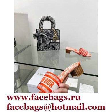 dior 4cm Bright orange Toile de Jouy Embroidered Cotton Dway Heeled Slide 2022