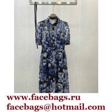 dior Blue Dior Zodiac Fantastico Cotton Poplin Mid-Length Belted Dress 2022