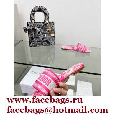 dior Bright Pink Toile de Jouy Embroidered Cotton Dway Heeled Slide 2022