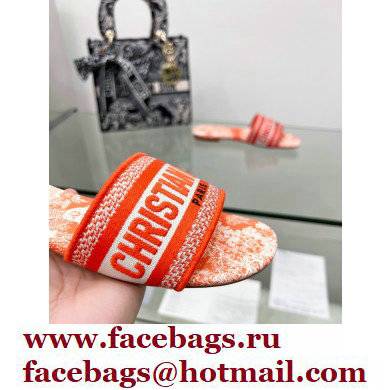 dior Bright orange Toile de Jouy Embroidered Cotton Dway Heeled Slide 2022