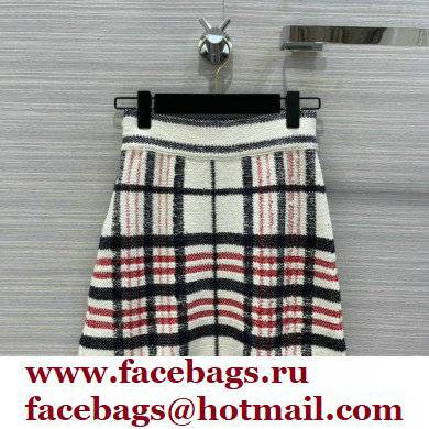 dior Tricolor Check'n'Dior Technical Cotton and Wool Knit SKIRT 2022 - Click Image to Close