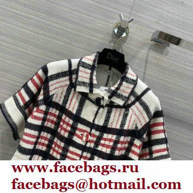 dior Tricolor Check'n'Dior Technical Cotton and Wool Knit Short-Sleeved Jacket 2022