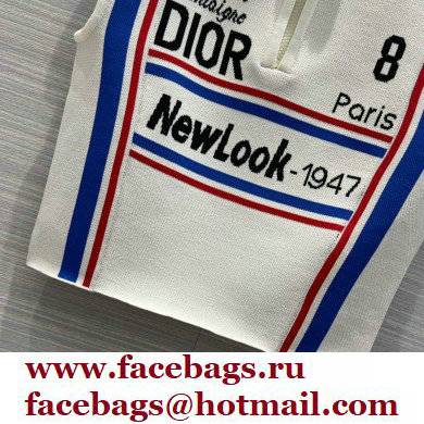 dior White and Tricolor Stretch Viscose Sleeveless Cropped Top with Stand Collar2022 - Click Image to Close