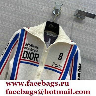 dior White and Tricolor Stretch Viscose Stand Collar Jacket2022