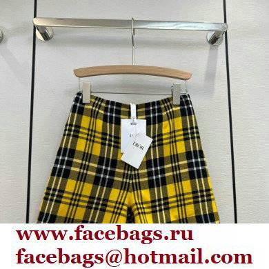 dior Yellow and Black Check'n'Dior Wool Twill shorts 2022