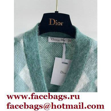 dior cashmere Blue Technical Wool and Mohair Jacquard Cardigan 2022