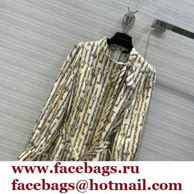 louis vuitton Chain Print Asymmetrical Long-Sleeved Dress 2022 - Click Image to Close