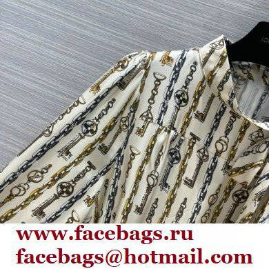 louis vuitton Chain Print Asymmetrical Long-Sleeved Dress 2022 - Click Image to Close