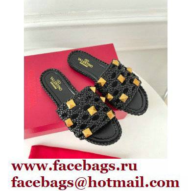 valentino mesh and rockstud sandals black 2022