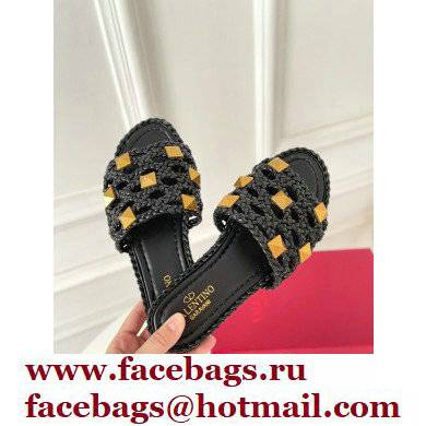 valentino mesh and rockstud sandals black 2022 - Click Image to Close