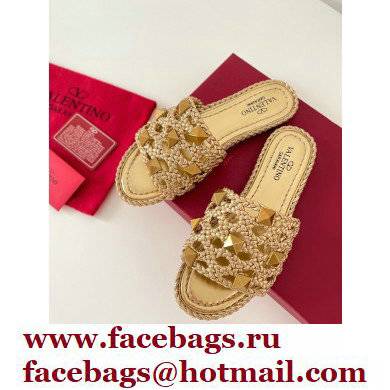 valentino mesh and rockstud sandals gold 2022