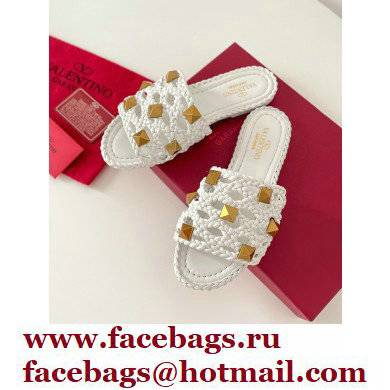 valentino mesh and rockstud sandals white 2022