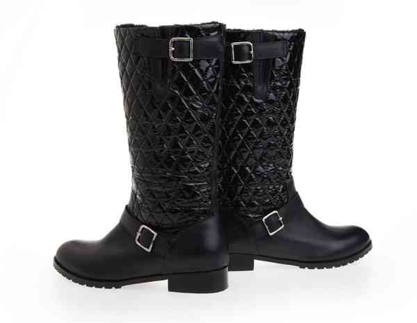 Chanel shoes leather boots 72001 black - Click Image to Close