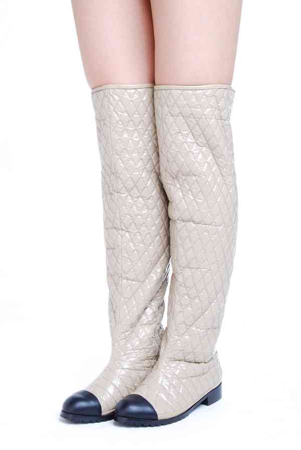 Chanel shoes leather boots 72002 White sheepskin leather