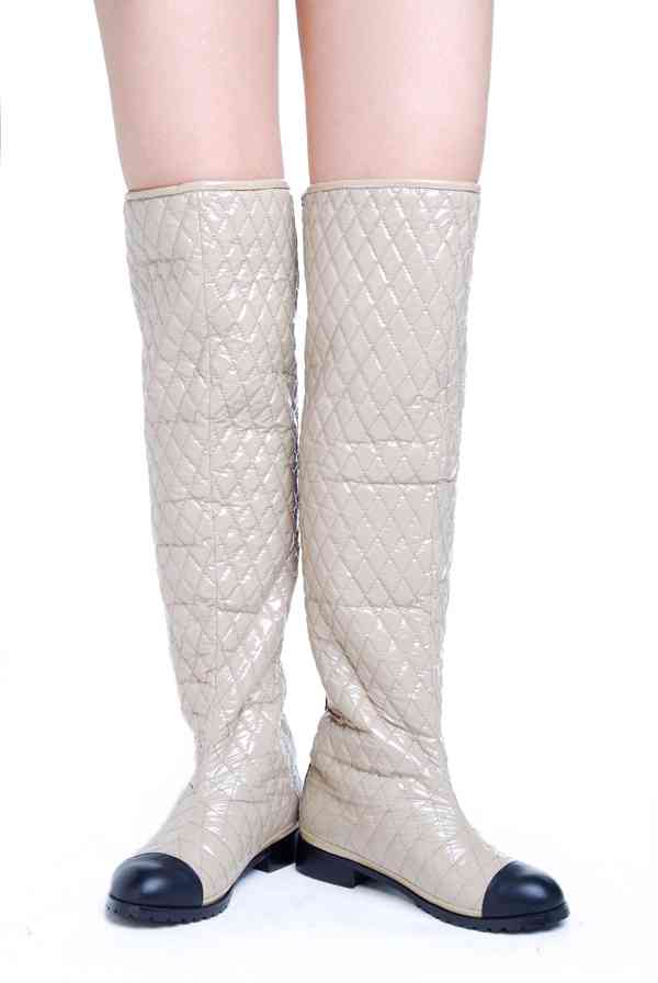 Chanel shoes leather boots 72002 White sheepskin leather