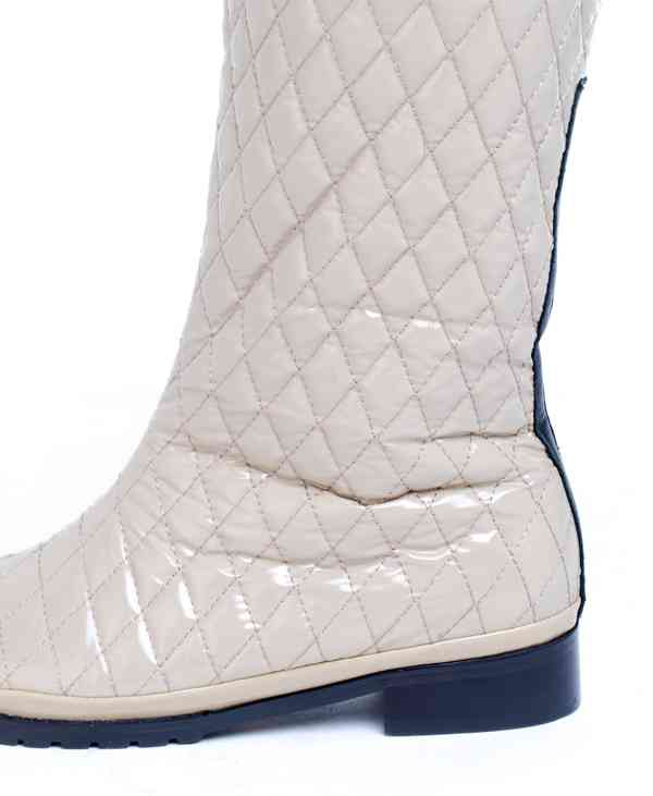 Chanel shoes leather boots 72002 White sheepskin leather - Click Image to Close