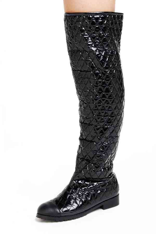 Chanel shoes leather boots 72002 black sheepskin leather - Click Image to Close
