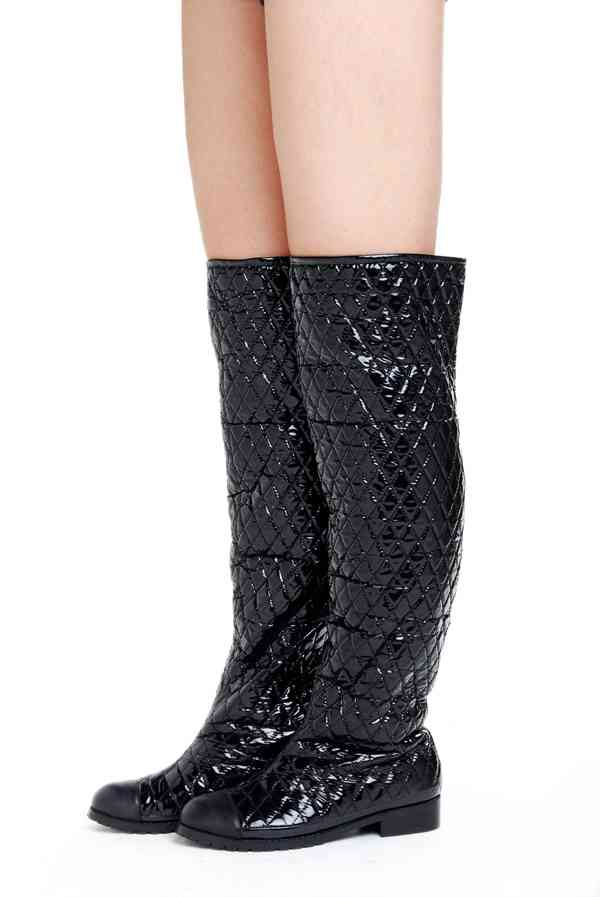 Chanel shoes leather boots 72002 black sheepskin leather - Click Image to Close
