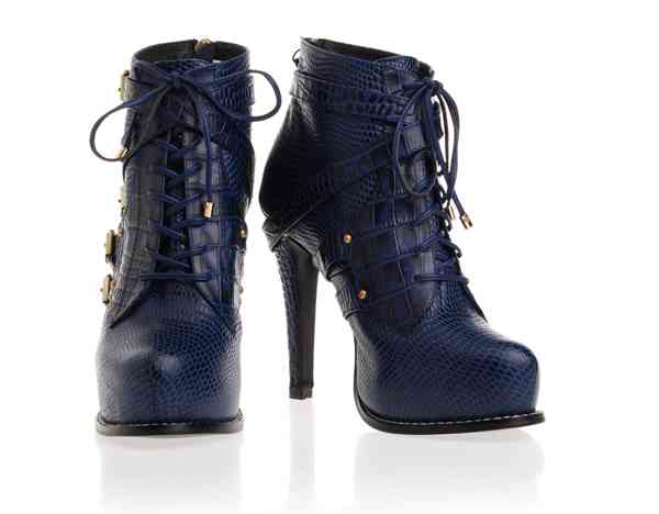Christian Dior boots 33102 dark blue leather with snake veins - Click Image to Close