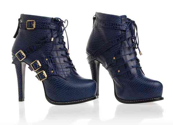 Christian Dior boots 33102 dark blue leather with snake veins