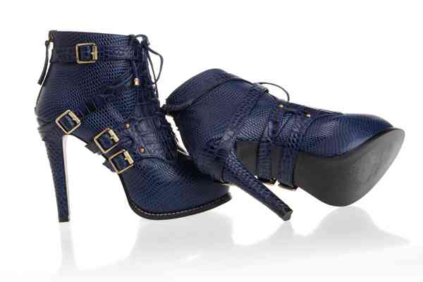 Christian Dior boots 33102 dark blue leather with snake veins