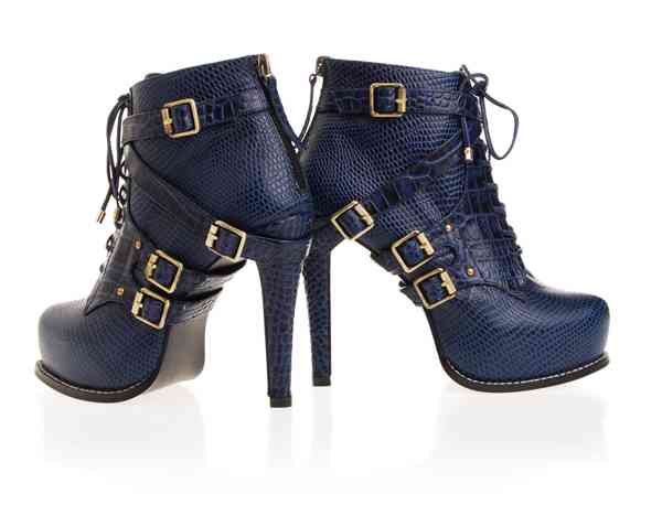 Christian Dior boots 33102 dark blue leather with snake veins - Click Image to Close
