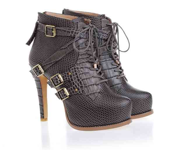 Christian Dior boots 33102 gray leather with snake veins Christian Dior boots 33102 gray leather with snake veins