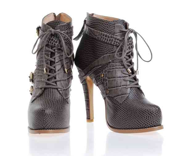 Christian Dior boots 33102 gray leather with snake veins - Click Image to Close