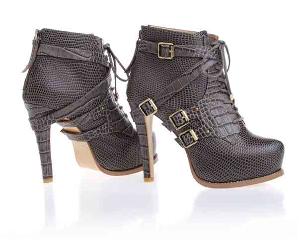 Christian Dior boots 33102 gray leather with snake veins
