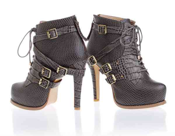 Christian Dior boots 33102 gray leather with snake veins