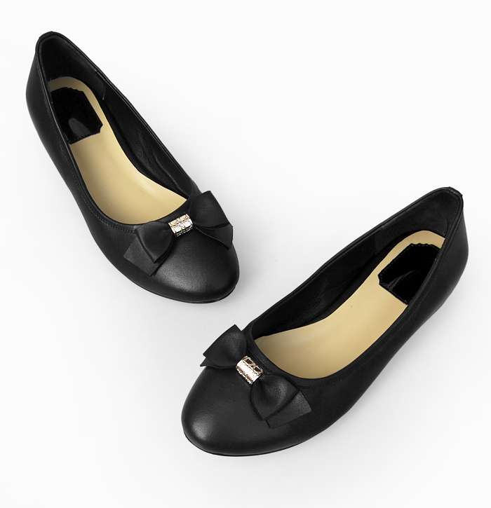 Dior Black Bow Flat Shoes Black
