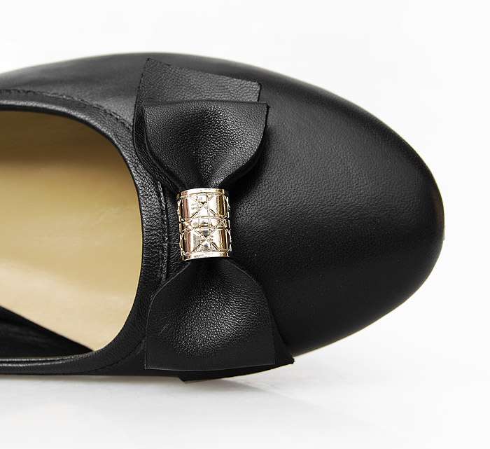 Dior Black Bow Flat Shoes Black - Click Image to Close