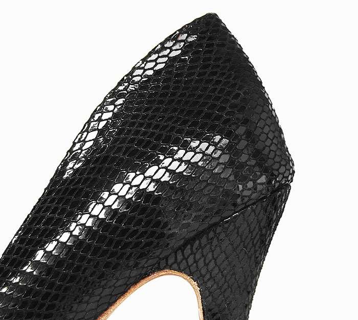 Dior-high heel shoes-black snake texture-peep toe