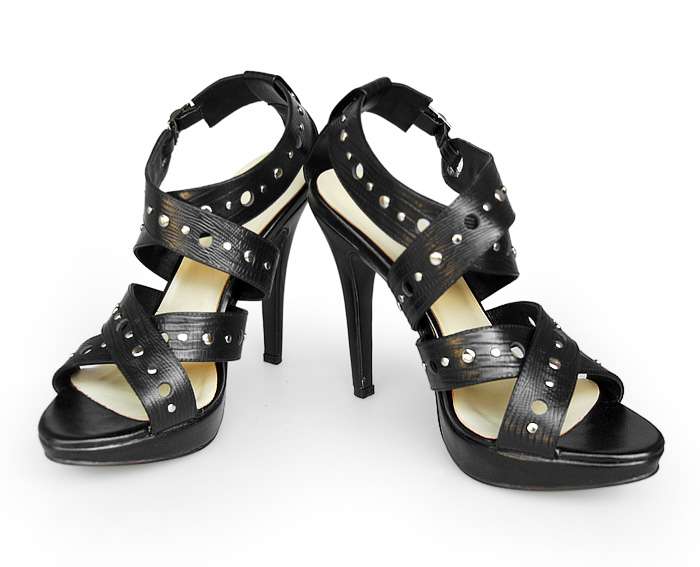 Dior High Lizardstripe Heel Sandal 33206 Black - Click Image to Close