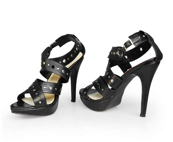 Dior High Lizardstripe Heel Sandal 33206 Black - Click Image to Close